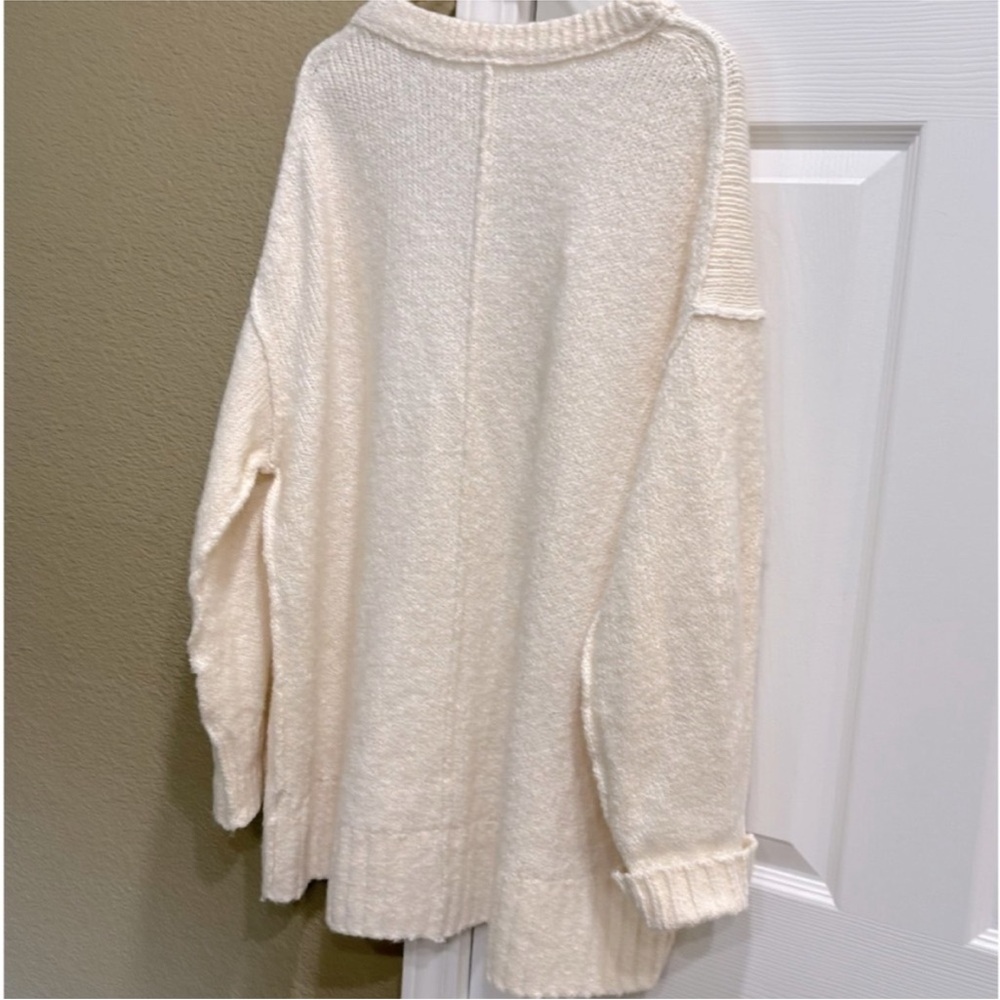 Free People Women's Blue Bell V Neck Sweater, Ivory, size S/P - Picture 5 of 8